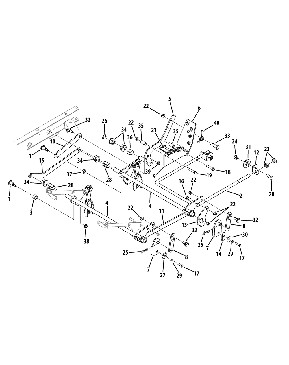 Deck Lift Diagram and Parts List for Z-FORCES60 (17AI5GHD-17AI5GHD010)(2012) Cub Cadet Lawn Tractor